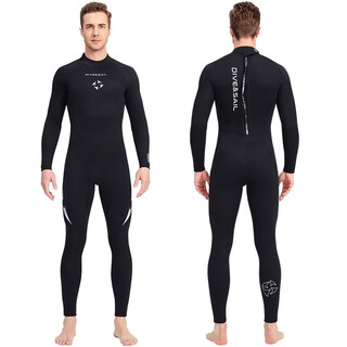 Vvir eer3mm diving suit adult swimsuit thickened men's and women's one-piece long-sleeved warm and cold-proof couple snorkeling suit professional surfing 015m black men's style (3mm) l