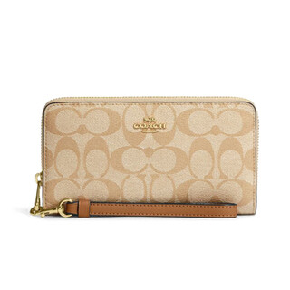Coach women's classic logo long wrap-around zipper wallet c4452imvhk khaki