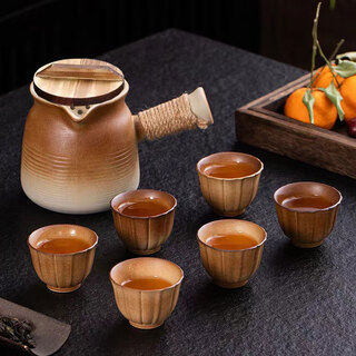 Yushangzhenpin stove-cooking teapot teacup set canned tea teapot roasted milk tea tea water separation ceramic teapot 1 pot 6 cups with lid