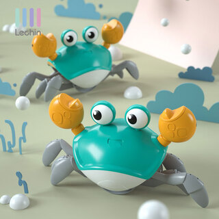 乐亲（Lechin）灯光音乐爬行电动感应自动躲避儿童玩具螃蟹 绿色