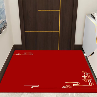 Simple peace and joy festive red entrance door bathroom floor mats stain-resistant, water-absorbent and non-slip floor mats horizontal version - peace and joy 40cm wide * 60cm long trial pack