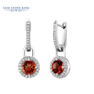 Gem stone kinggsk garnet earrings for women 925 silver set with 2.64 carat colored gemstone earrings for women classic simple earrings gift
