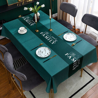 Bo ling lu high-end light luxury tablecloth waterproof, oil-proof, anti-scalding, no-wash pvc simple tablecloth 2023 latest coffee table mat - dark green style 138*180cm 95% table suitable