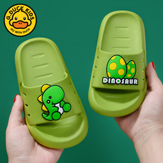 G.duck little yellow duck children's slippers, summer for boys and girls, baby wear outside the home, bathing in the bathroom, non-slip soft bottom, cartoon fear for children, green - 25 yards (inner length 15cm) 24