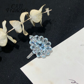 Cajj francois 3.50 carat aquamarine ring for women, natural colored gemstone, jewelry gemstone, 925 silver inlaid, size 13