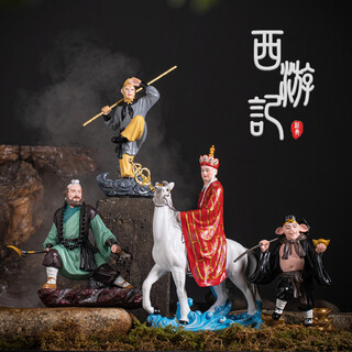 Journey to the west, four masters and apprentices, tang monk, sun wukong, pig bajie, sha monk character ornaments, a complete set of hand sculptures, black myth, four master and apprentice ornaments, a complete set (small size) gift box