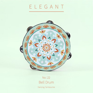 田园诗歌新疆舞蹈铃鼓幼儿园奥尔夫打击乐器老师考级专用手拍鼓手摇铃手鼓 22号铃鼓6英寸(直径15cm4组铃片
