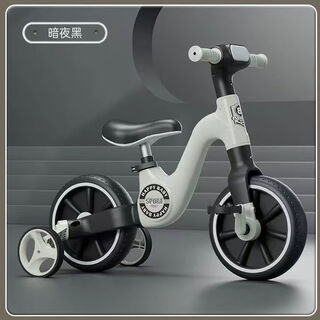 Lightweight children's balance car, adjustable for children 2 to 4 years old, multifunctional three-in-one baby tricycle scooter, dark night black - light + music