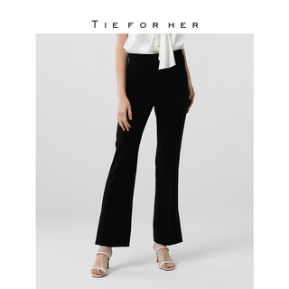 Tie for her louis 11-point pants, slim pants, mid-waist, high-flare pants, professional temperament trousers, black l