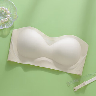 Miiow transparent shoulder strap underwear for women with big breasts and small suspender skirt special invisible bra non-slip strapless wipes free champagne free pair of transparent shoulder straps s 32/70abc cup