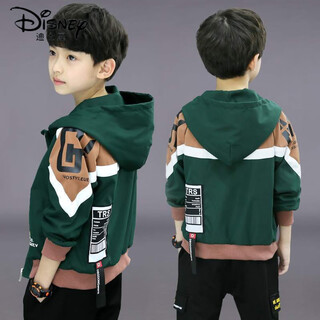 Disney boys spring and autumn jackets 2025 new korean style western casual sportswear for big boys and little boys handsome jacket card shoulder jacket dark green spring and autumn style size 150 recommended height 135-145