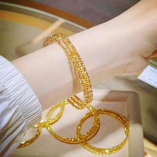 18k transfer bead bracelet plated with 24k gold bouncy bead elastic bracelet for women gold retractable memory bouncy transfer three circle bracelet