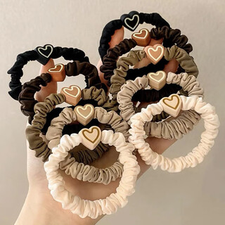 Jisenjia's new korean style love hair rope for women to tie their hair with rubber bands, simple, highly elastic and durable hair rope that does not hurt the hair tie and hair accessories ll205-mixed color 5 pieces