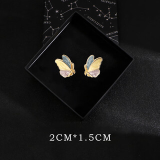 Ekustyee butterfly small brooch for women, cute collar pin, anti-exposure buckle, creative pin buckle, simple and versatile clothing neck accessories, a pair of three-color wing brooches + gift box