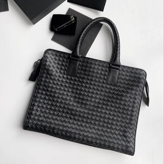 Second-hand 95 new baob diejia v gray black woven briefcase handbag without accessories