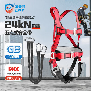 Lept five-point safety belt for high-altitude work, full-body safety rope, outdoor anti-fall suit, electrician safety belt, national standard, double elastic rope o-type lock