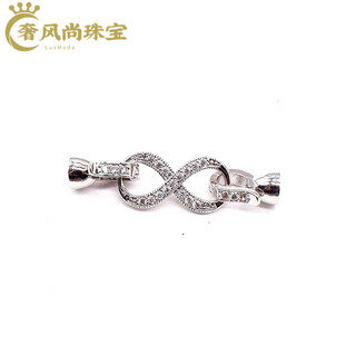 Fat donglai's same 18k gold pearl necklace buckle head 18k gold-filled 8-character single and double three-row buckle, handmade diy multi-purpose, white gold-single row (8-character buckle)