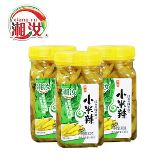 湘汝（xiangru）小米辣一件20瓶商用批发小米椒酸辣脆爽野山椒 300克x3瓶