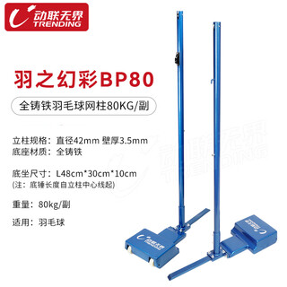Dynamic unbounded badminton net post standard indoor and outdoor mobile net frame full cast iron base ball frame one pair including net 6.1m bp80-cast iron base (80kg/pair blue)