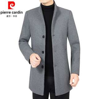Pierre cardin autumn and winter wool cashmere coat men's 2026 new casual woolen thickened mid-length woolen coat men's gray xl 180 130-145jin jin is equal to 0.5 kg