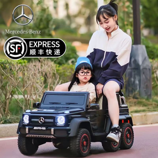 星辰皓奔驰儿童电动车大g宝宝六驱可坐大人遥控越野亲子男女小孩玩具车 六驱烤漆黑+遥控+摇摆+皮座+软轮