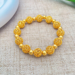 Ji ge 2024 new 18k gold filigree exquisite beads hollow hydrangea bracelet women's exquisite bracelet fashion bracelet hollow flower