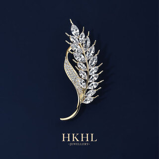 Hkhl autumn wheat brooch, high-end women's high-end suit pin and scarf buckle, anniversary birthday gift for girlfriend autumn wheat brooch