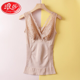 Langsha (langsha) autumn and winter shaping clothes upper body corset waist tightening vest women's thin corset shaping body underwear skin color xl (suitable for 130-160 jin jin equals 0.5 kg)