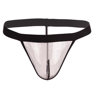 Ye zimei men's sexy underwear ultra-thin fully transparent mesh men's low-waist sexy thong men's t-pants 4068 black one size