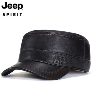 Jeep (jeep) hat men's leather hat autumn and winter warm peaked cap sheepskin cold-proof baseball cap men's outdoor leisure flat top hat