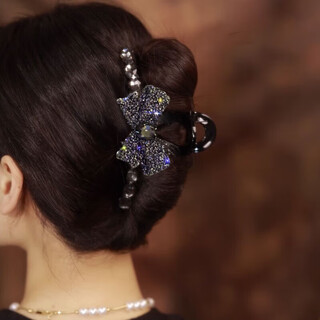 Bai shilin full diamond bow large hairpin headwear women's high-end hairpin 2025 new back of the head hairpin valentine's day gift full diamond butterfly clip