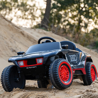 Ogulun remote control car can sit on audi baby toys first birthday gift for children children's electric car four wheels dark gray + leather seat + foam wheels