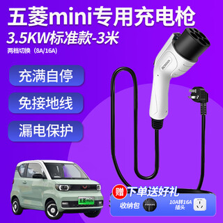 Romada wuling hongguang mini charging gun macaron gb car charger mini ev 3.5kw 7kw new energy electric vehicle portable home charger pile without grounding wire 3.5kw standard model - 3 meters current 8/16a two-speed switch