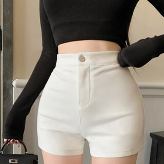 Fox.g white shorts women's high waist outer wear summer sports bottoming hot pants showing long legs hot girl tight women's pants new style high waist tight stretch pants white m recommended 100-110jin jin equals 0.5 kg