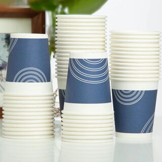 A whole box of paper cups, disposable cups, extra thick paper cups, customized with free logo printing, 50 pieces, 1 pack, chinese red, extra thick 250ml
