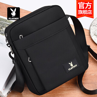Playboy backpack men's shoulder bag crossbody bag casual men's small backpack large capacity portable outdoor mobile phone bag black