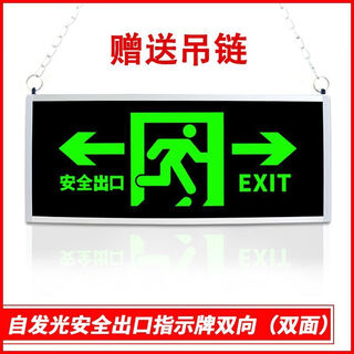 Zhaoyu safety exit sign no-plug fire emergency escape evacuation sign maintenance-free self-luminous indicator light self-luminous thin double-sided two-way-with hanging chain