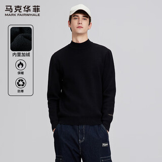 Mark huafei velvet half turtle collar warm sweater men's autumn and winter new embroidered versatile sweater black 001 xl /180