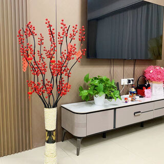 Mppmck fortune red fruit new year's eve living room artificial flower floor decoration fake flower ornaments wedding decoration housewarming flower arrangement without bottle 10 fruits