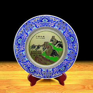 京杭故事北京景泰蓝掐丝珐琅办公室摆件中国特色礼品送老外出国礼品定制 万里长城【十二寸蓝】 无框