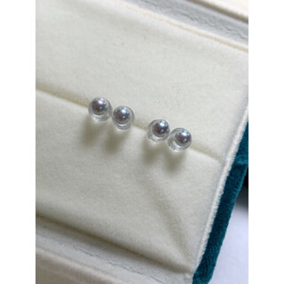 Fat donglai's same type of seawater pearls, perfect round 3-4mm genuine hemp earrings, sterling silver needles with strong luster of silver gray blue, 3-4mm real hemp earrings