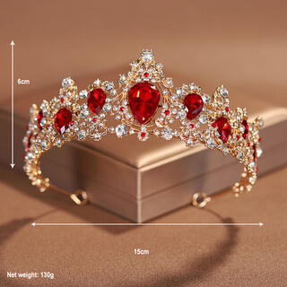 Van ocean annora crown bridal headdress female high-end princess majestic crown wedding wedding dress hair accessories pearl ruby hair burgundy crown ts0123d