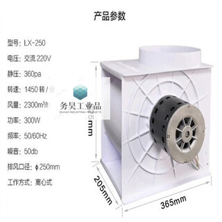 Laboratory pp axial flow fan anti-corrosion 250 duct fan fume hood fume hood fan 220v high speed 250 centrifugal fan