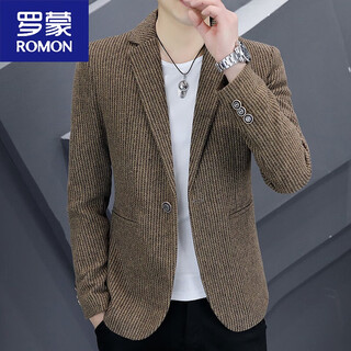 Romon весенне-осенний вельветовый маленький костюм, мужской корейский стиль, модный тонкий пиджак, мужской одиночный костюм, красивый повседневный топ цвета хаки m