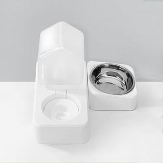 Nervous cat bowl ceramic double bowl food bowl cat drinking bowl dog bowl protects cervical vertebra automatic drinking pet supplies anti-tip moonlight white stainless steel double bowl anti-tip, does not wet mouth, universal for cats and dogs