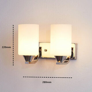 Yaotian simple modern fashion creative bedside glass wall lamp with switch living room lamp bedroom lamp aisle lamp indoor wall lamp chrome double head without switch e27*12 watt led white light bulb