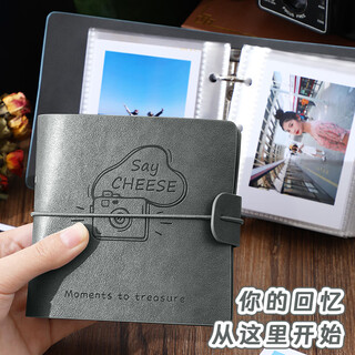Jiaranheng photo album three-inch polaroid album large capacity photo book star photo card storage book baby growth record book train movie ticket couple commemorative card book carbon ink gray