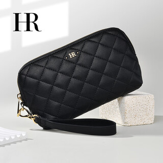 Hr helena bag women's clutch bag mobile phone bag first layer cowhide rhombus hand bag clutch bag birthday gift black