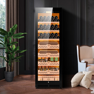 Kelong cl-188c1 cigar cabinet constant temperature and humidity fingerprint lock smart wifi water ion ammonia removal cedar wood liner shelf humidification cabinet black cedar wood cigar red wine style wifi + purified ammonia + constant temperature and humidity