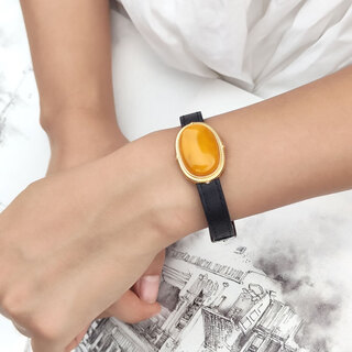 Her generation chicken butter yolk noodles old beeswax bracelet full honey amber cow leather bracelet 16*24mm beeswax (866903)